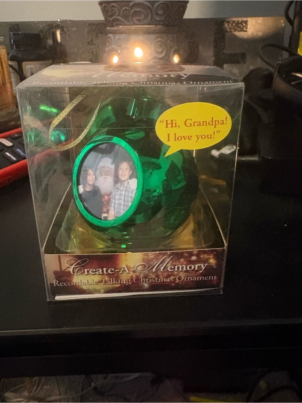 Create-A-Memory Green Recordable Ornament with Photo Frame